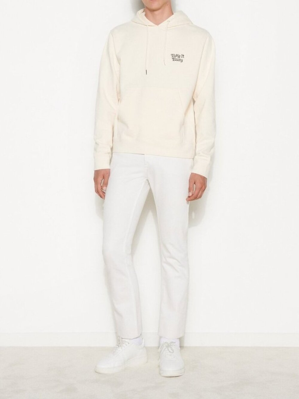 Sandro Paris Take It Easy Embroidered Hoodie Cream Off White